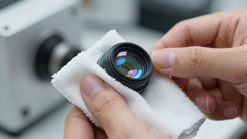 clean lens with gentle wipe