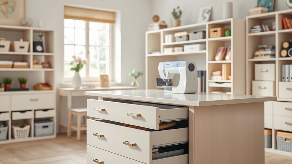 sewing space and storage