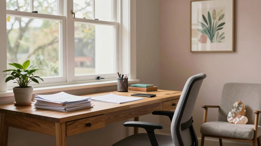 balanced organized calming workspace