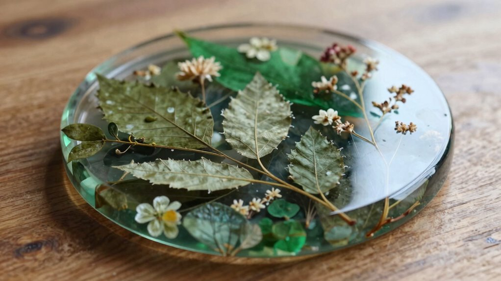 botanical resin coaster creation