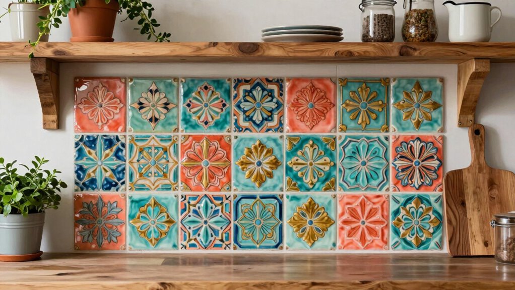 colorful patterned tile accents