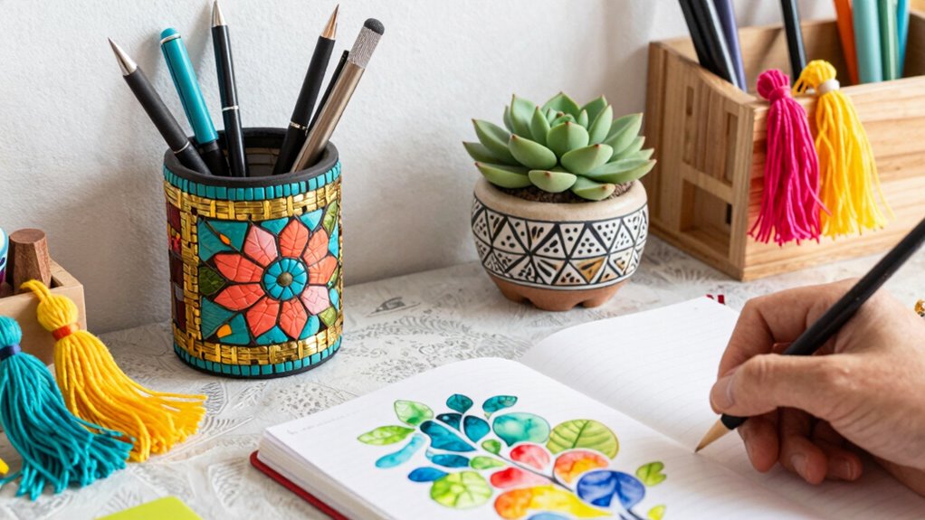 colorful vintage desk accessories