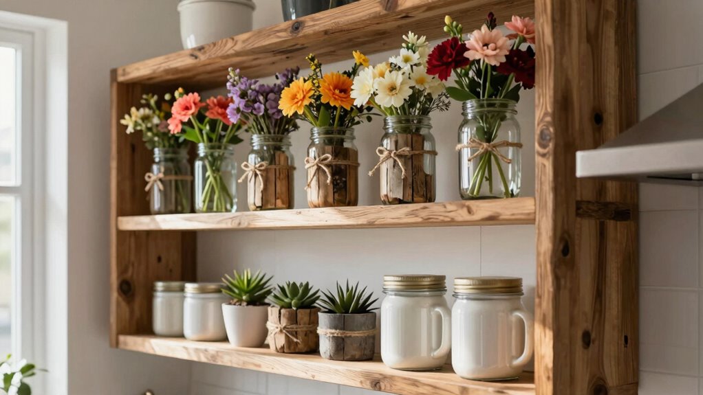 creative mason jar shelf decor