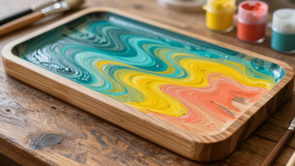 decorative painted wooden tray