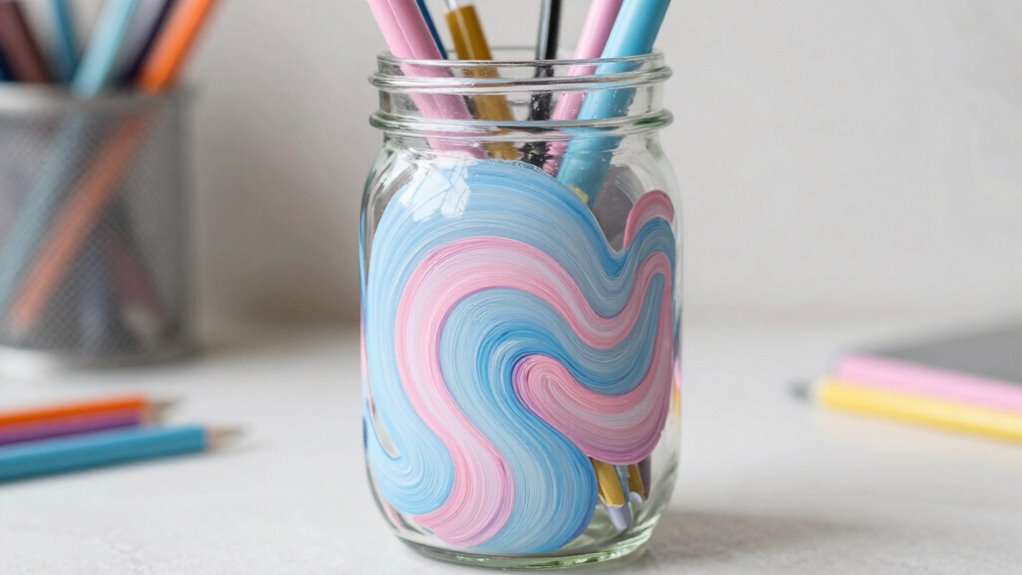 diy vintage painted jar organizer