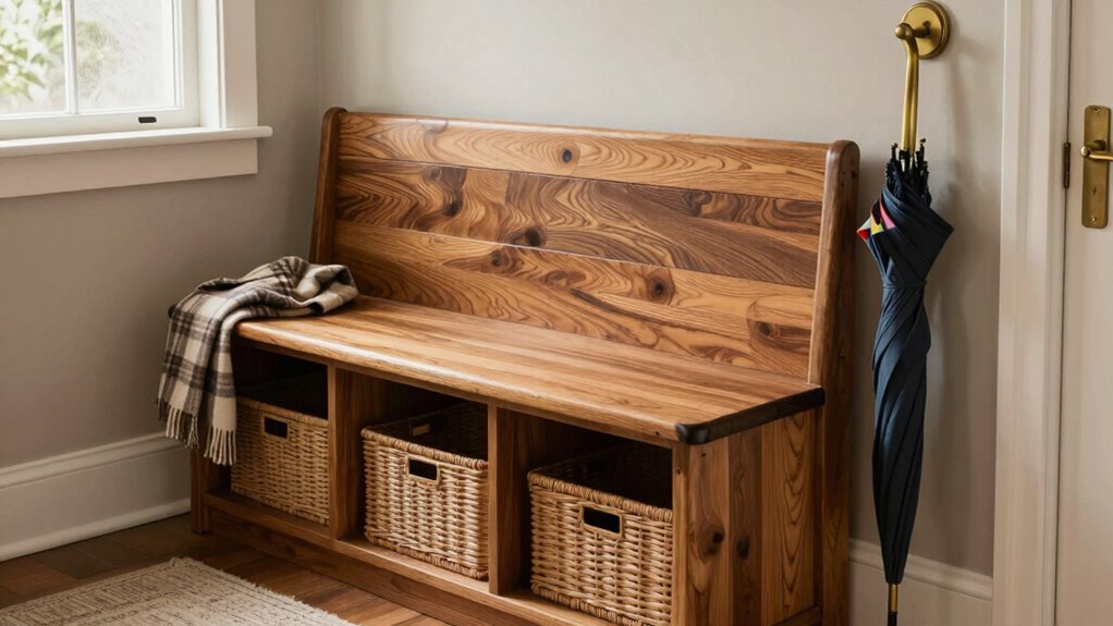 entryway bench with vintage accessories