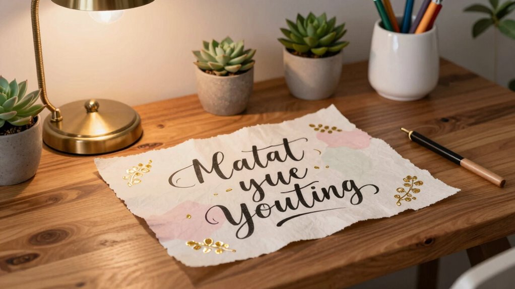 hand lettered motivational workspace decor