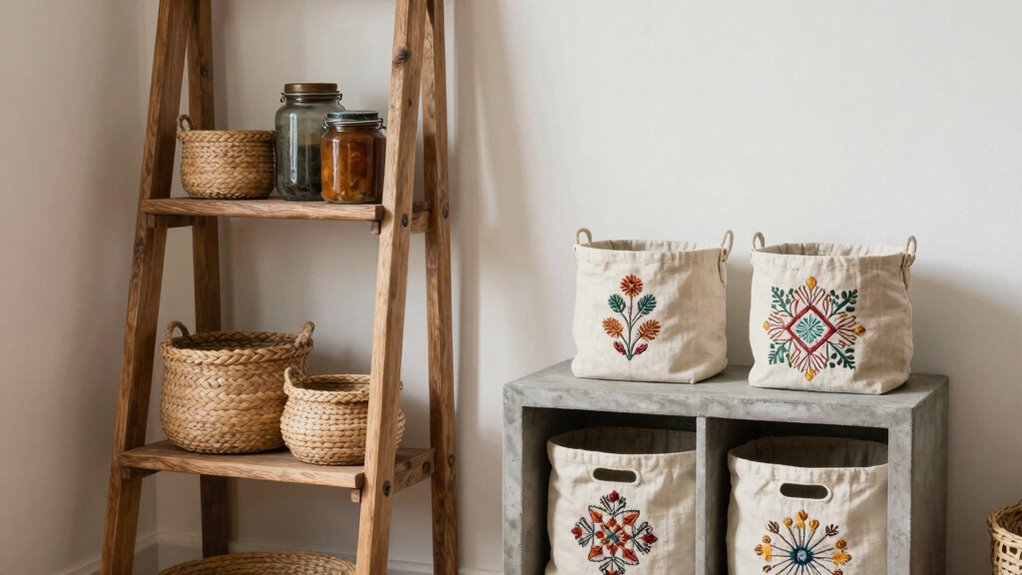 handmade storage enhances decor