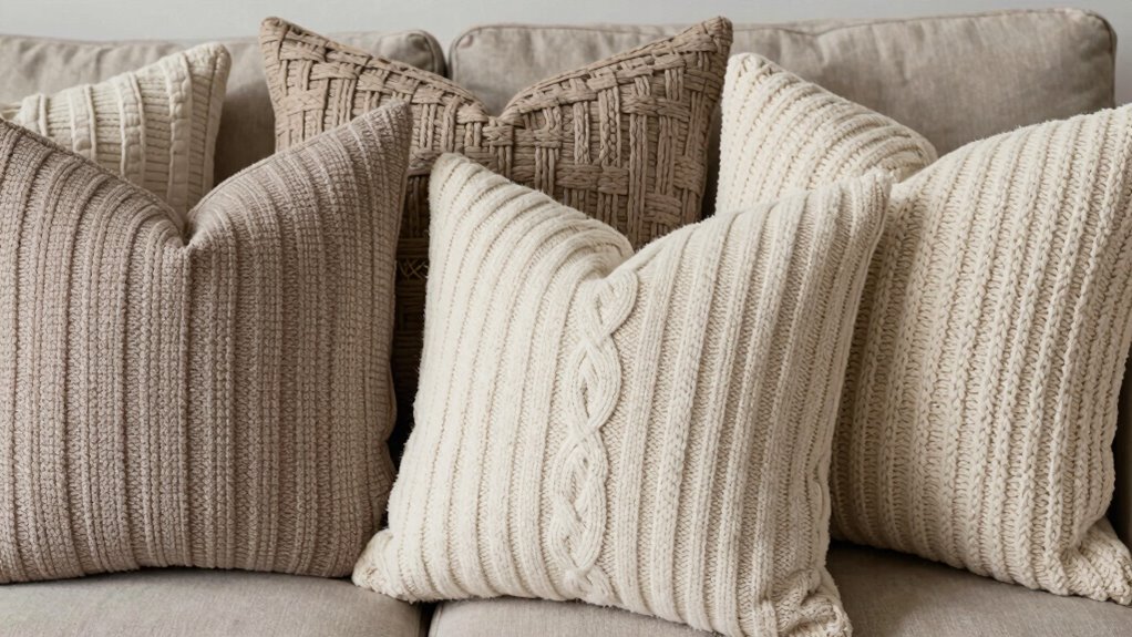 neutral textured pillow designs