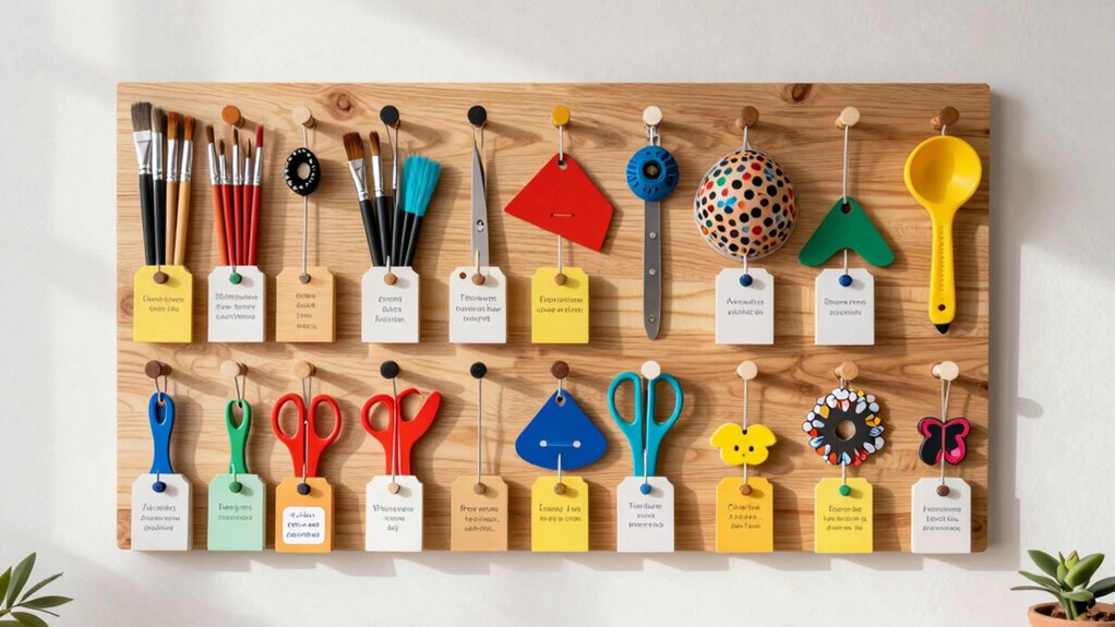 organized tool and embellishment labels