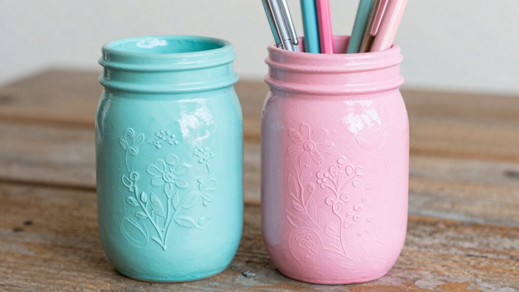 painted mason jar organizer