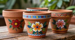 painted plant pot set