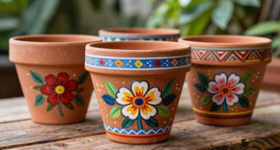 painted plant pot set