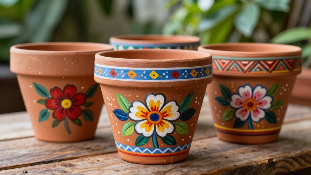 painted plant pot set