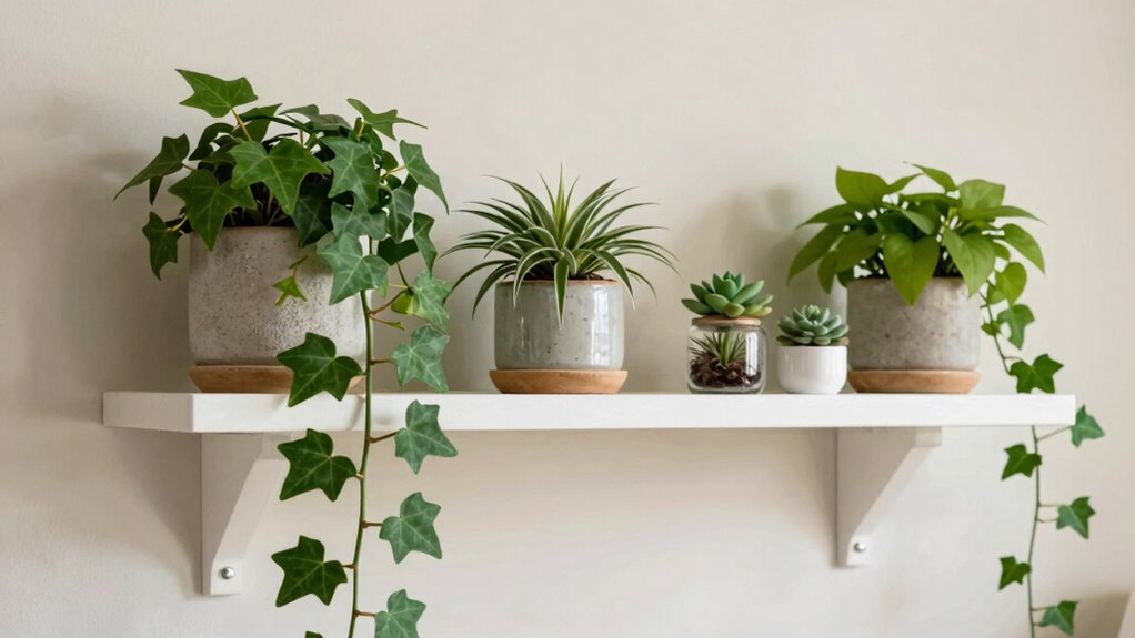 plants enhance shelf decor