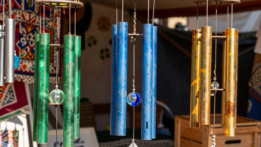 reclaimed metal glass wind chimes