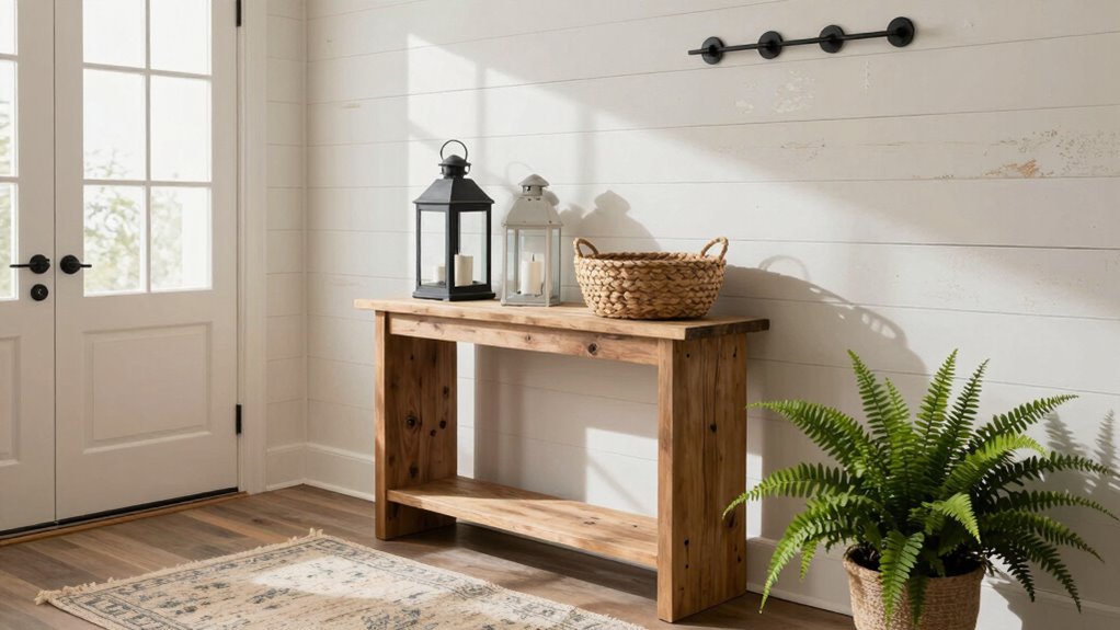 rustic entryway organization and decor