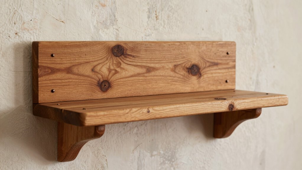 rustic textured wood shelves