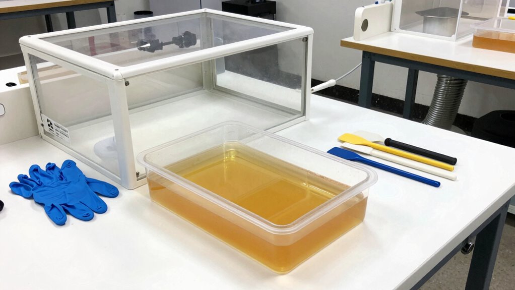 set up for safe resin