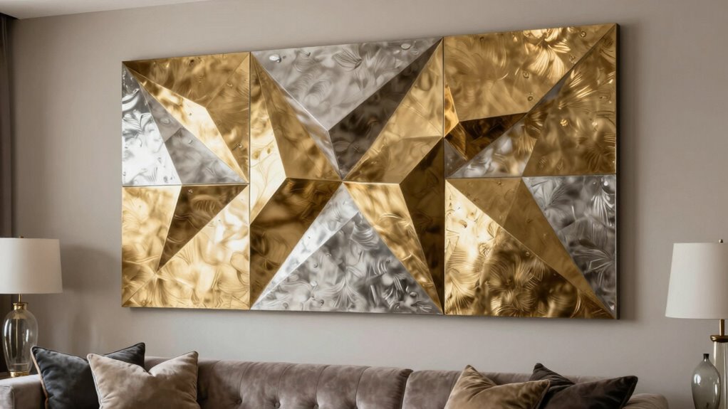 shiny reflective metallic accents
