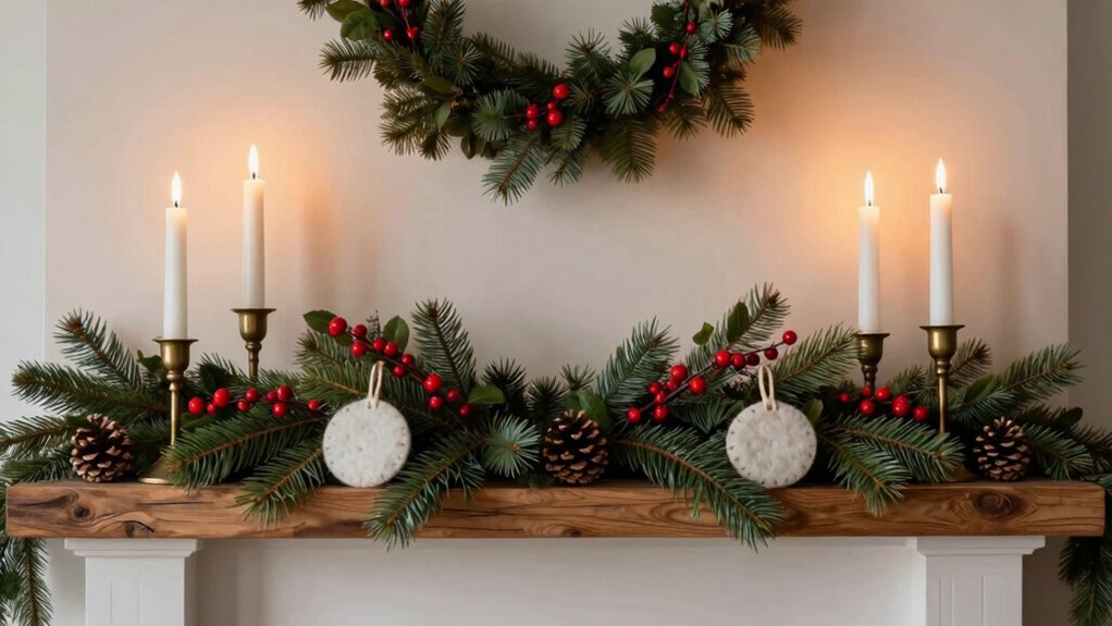 simple rustic holiday mantel