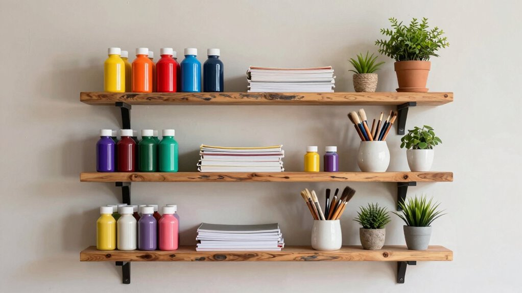 stylish organized art shelves