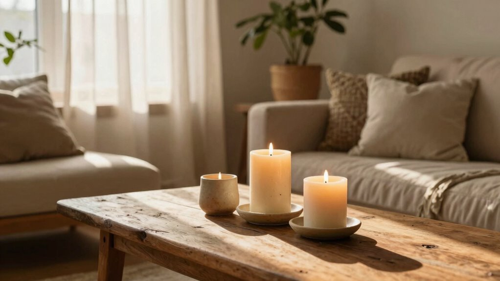 sunlit candles enhance ambiance