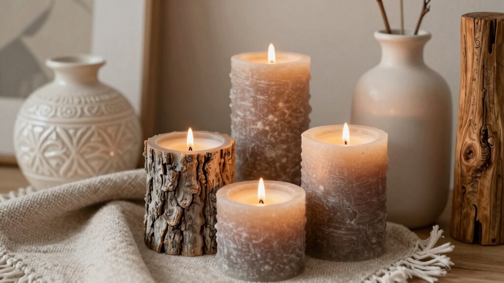 tactile candle and decor