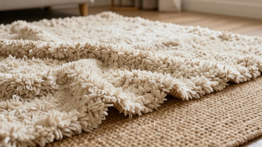 textured layered rug decor
