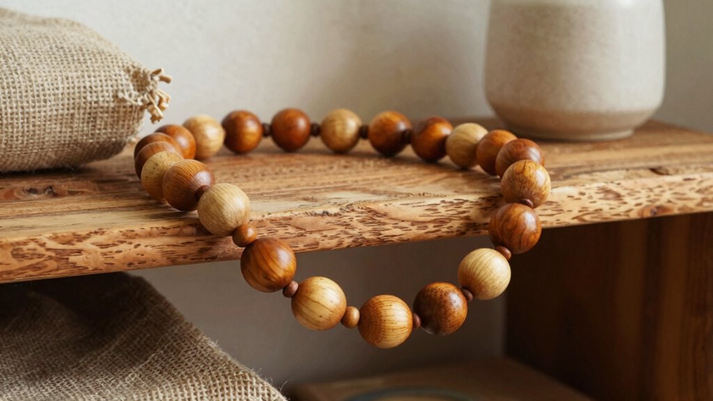 textured wooden bead accents