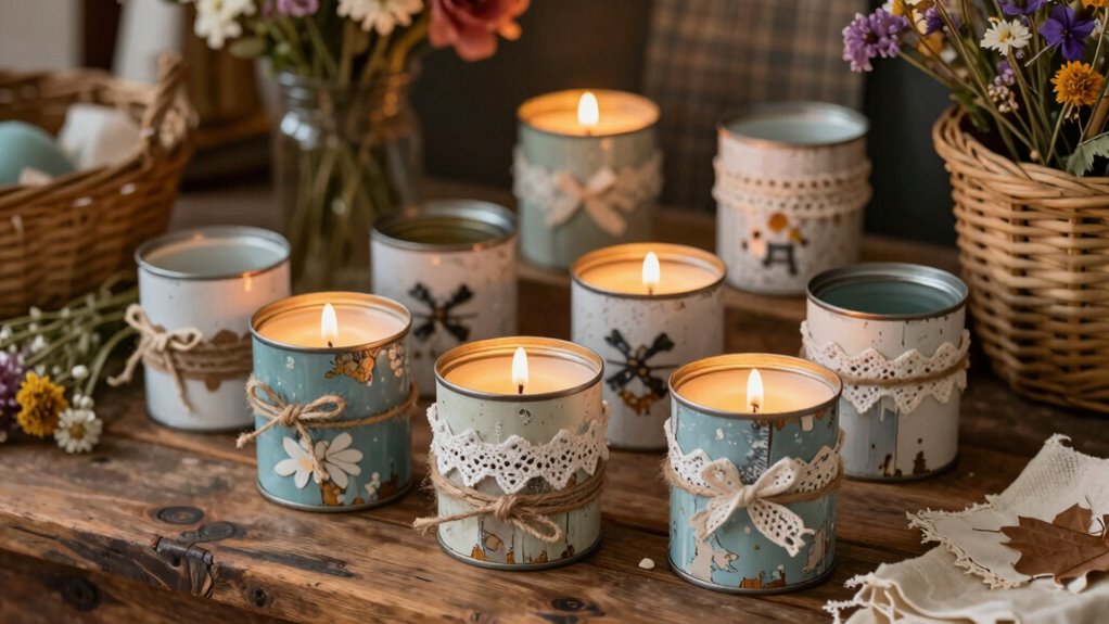 upcycled rustic candle holders
