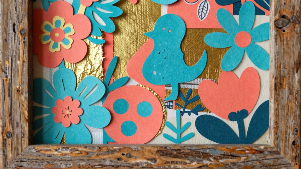 vibrant contrasting textured collages