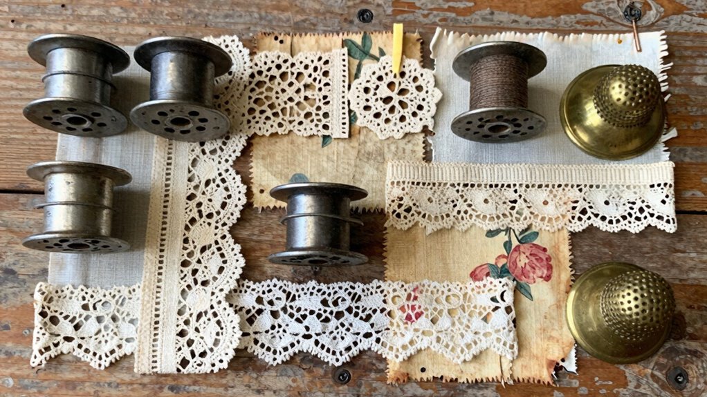 vintage sewing notions collage art