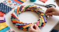 wrap fabric scraps around wreath