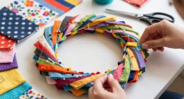 wrap fabric scraps around wreath