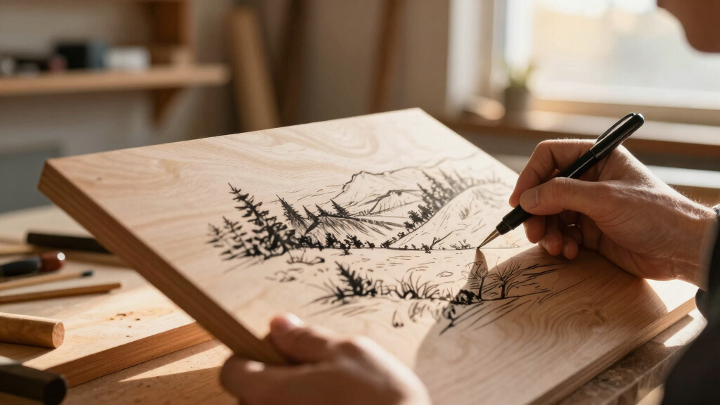 Uncanny Landscapes In Pen And Ink Span Wooden Panels By John Buck