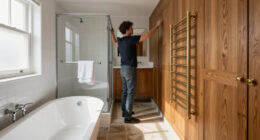 A Clever Layout Turned This Awkward-shaped Room Into A Luxe Hotel-style Bathroom