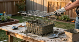 Refresh Your Backyard On A Budget With An Old Laundry Hamper And Cement