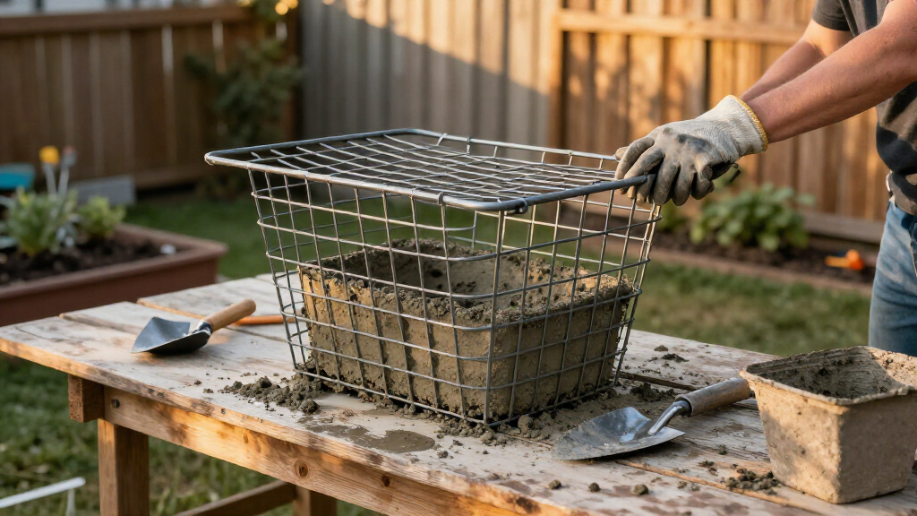 Refresh Your Backyard On A Budget With An Old Laundry Hamper And Cement