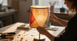 Woman Transforms Shower Curtains Into A Stunning Custom Lampshade