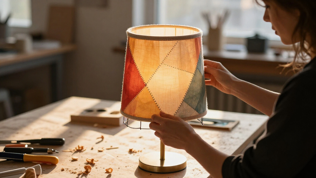 Woman Transforms Shower Curtains Into A Stunning Custom Lampshade