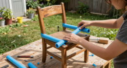 Woman Uses Pool Noodles To Transform An Old Chair Into A Cozy Piece Of Furniture